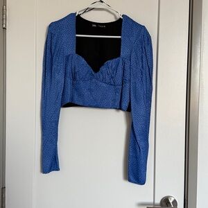 Zara Blue Long Sleeve Blouse